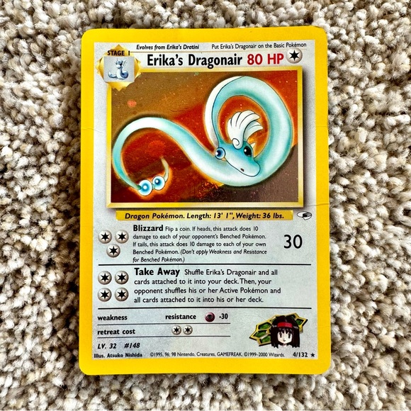 Pokemon - 1st Edition - Erika's Dragonair - Gym Heroes 4/132 Holo